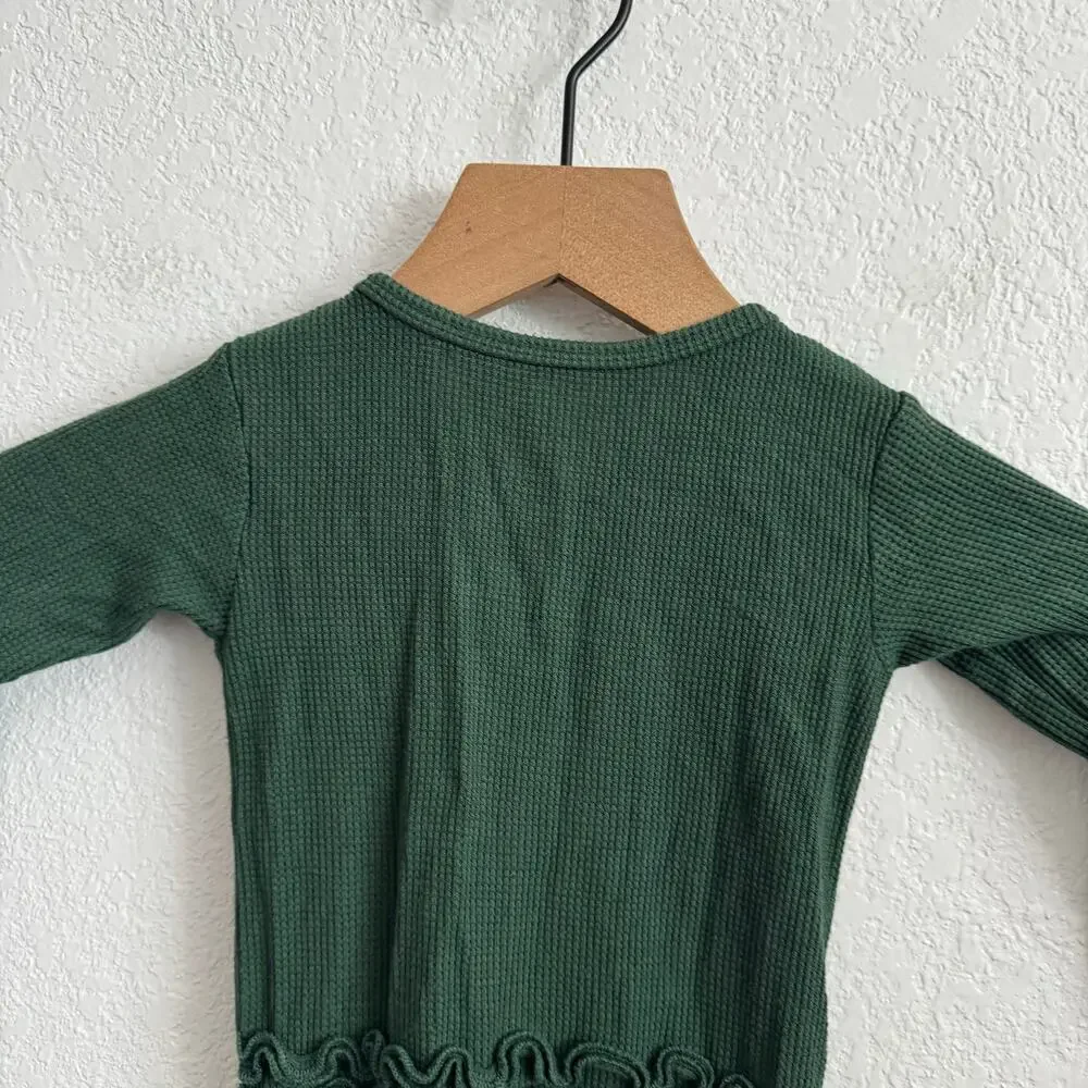 Posh Peanut Footie Ruffled Waffle Zippered One Piece Hunter Green 18-24 Months